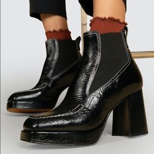 Labucq Jaki Patent Leather Boot Black Size 39 US 9